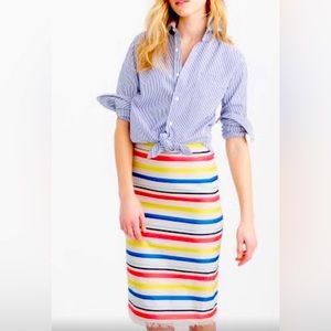 J. Crew Rainbow Colorful Jacquard Striped Pencil Skirt size 16